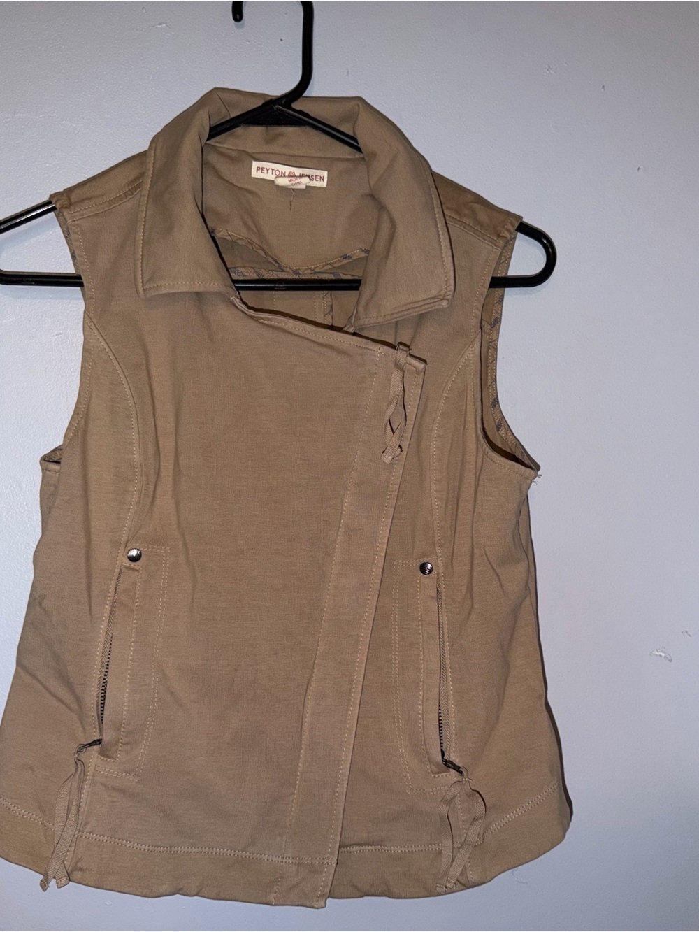 Peyton Jensen Tan Sleeveless Moto Vest